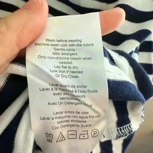 Motherhood Maternity Striped Off the Shoulder Top Blue and White Summer Large - Picture 4 of 4